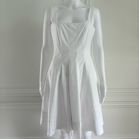 STAUD • White Wells Poplin Pleated Fit Flare Mini Dress Size 8 - Picture 4 of 7